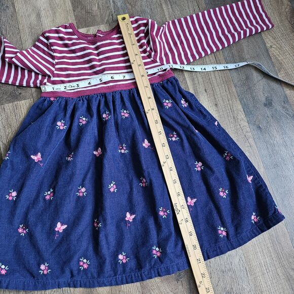 JoJO Maman BeBe ~ Navy Butterfly Embroidered Cord Mix & Match Dress ~ 4/5 Years - Picture 7 of 8